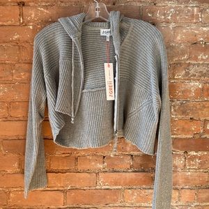 Gray Bandit Knit Cropped Hoodie